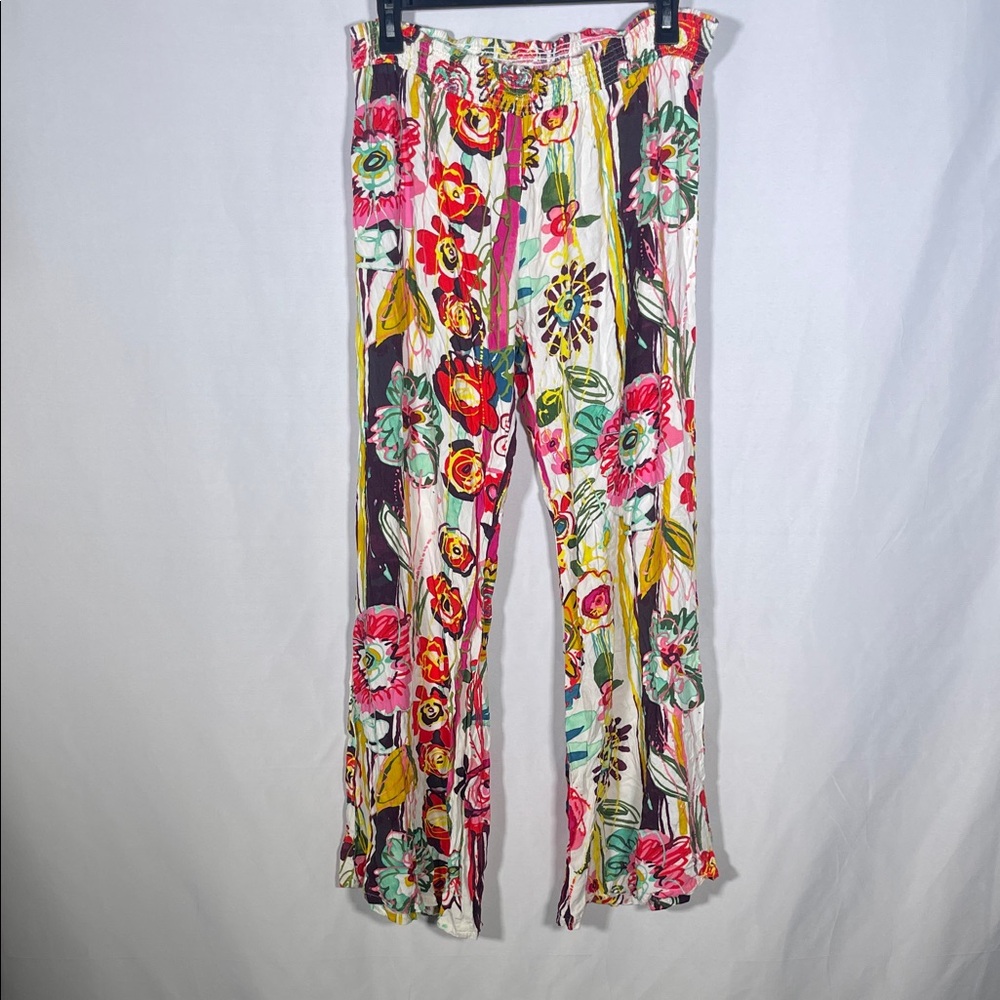 JAMS WORLD 50 YEARS WOMENS FLORAL PANTS PINK LARGE MADE IN HAWAII